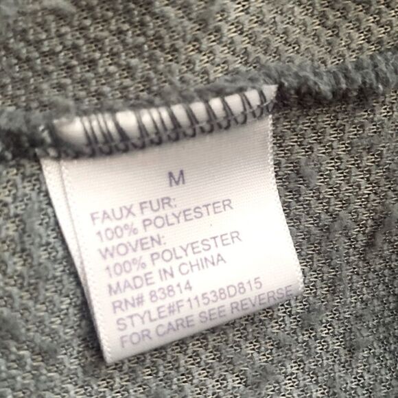 Te Verde Gray Sherpa Pullover Mock Neck Zip Sweatshirt Size Medium - Picture 11 of 11